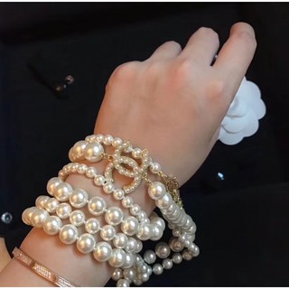 Vòng cổ áo len ngọc trai C đôi mới