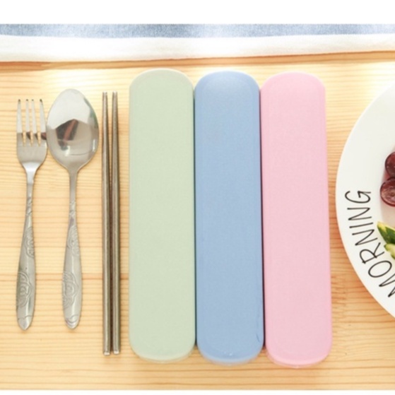 Bộ muỗng đĩa nỉa cá nhân bằng thép không gỉ kèm hộp đựng tiện lợi