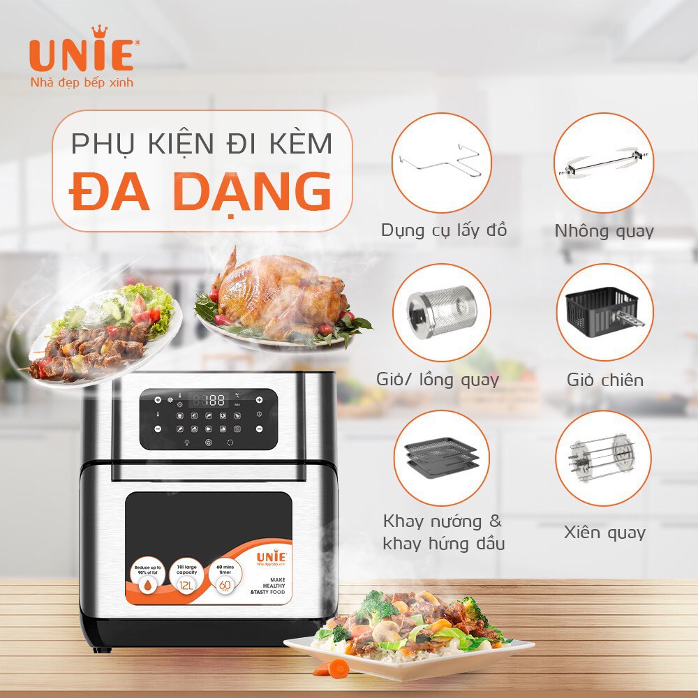 [Mã ELHADEV giảm 4% đơn 300K] (Mã CHUT002 giảm 8%) Nồi chiên không dầu 10L UNIE UE-1000 - Hàng Chính Hãng