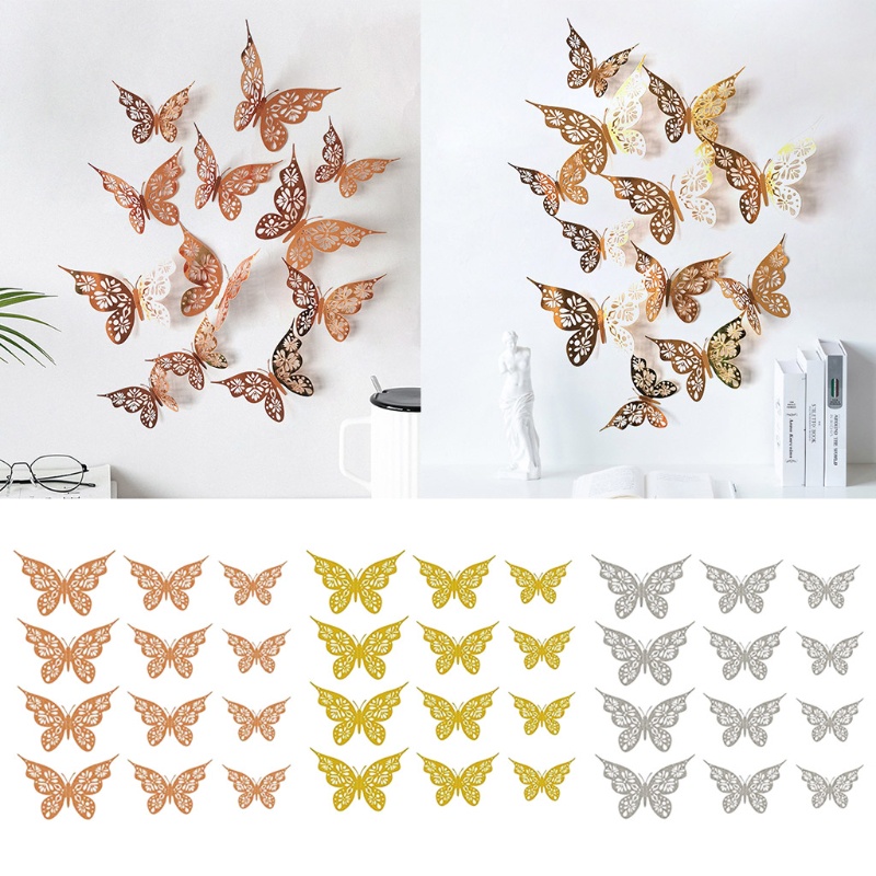 Sticker Dán Tường Họa Tiết Bướm 3D Tinh Tế