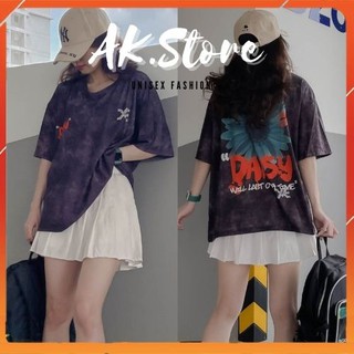 [Kèm Quà] Áo Thun Tay Lỡ Unisex - Áo Thun Nam Nữ Form Rộng Loang Màu DAISY Siêu Hot - AK.STORE