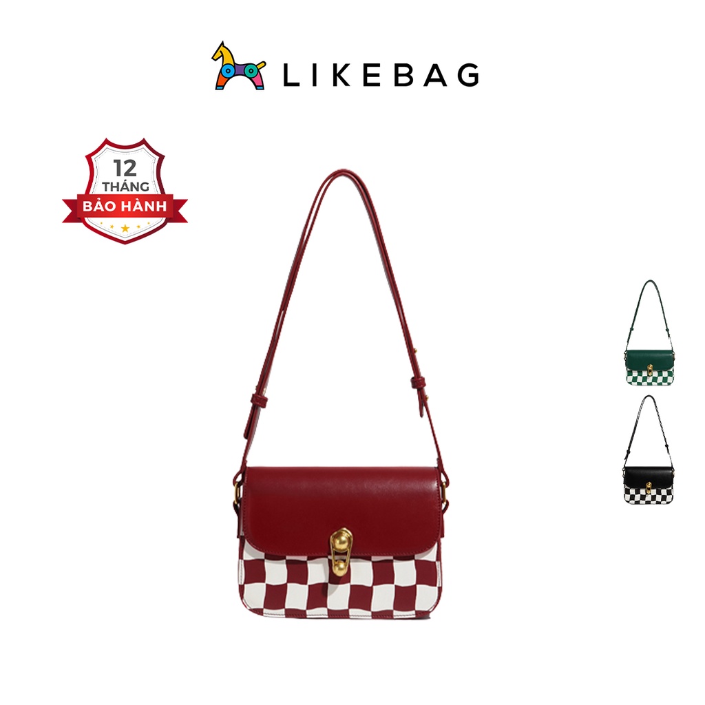 Túi xách nữ đeo vai LIKEBAG nắp gập họa tiết caro dáng chữ nhật 221XK6868-2 - LIBAGI