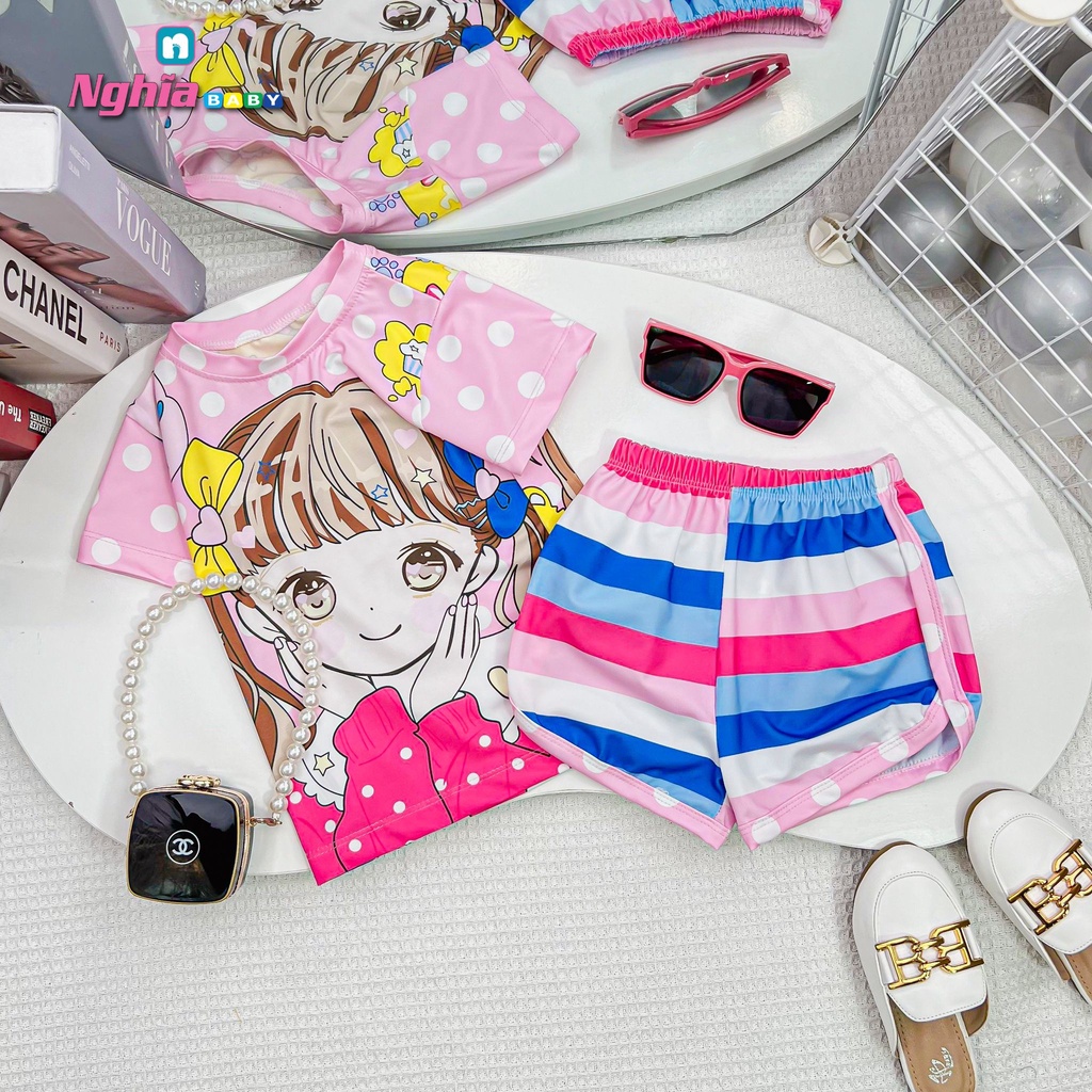 Đồ bộ bé gái quần đùi áo ngắn tay NGHĨA BABY dành cho bé gái