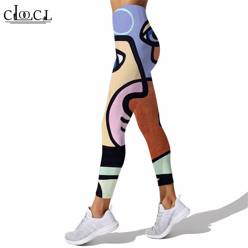 Clocl Quần Legging Tập Yoga Lưng Cao Thoải Mái In Họa Tiết Nghệ Thuật Thời Trang