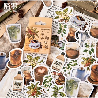 Set 46 decor sticker trang trí chủ đề cà phê - sticker coffee