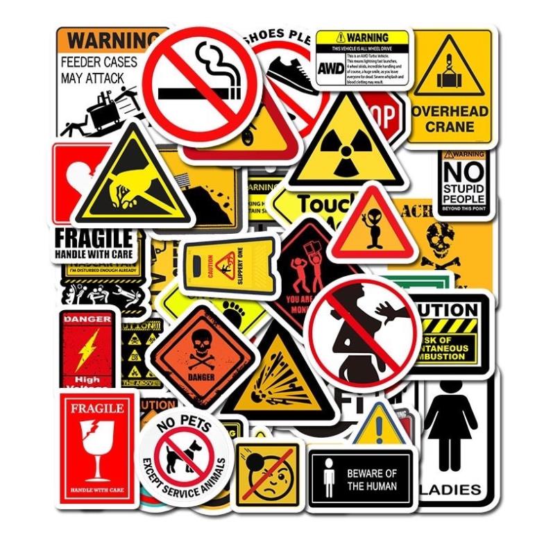 Bộ 100 sticker biển báo siêu chất dùng để trang trí điện thoại di động/ván trượt/vali không để lại dấu keo - Rinart.vn