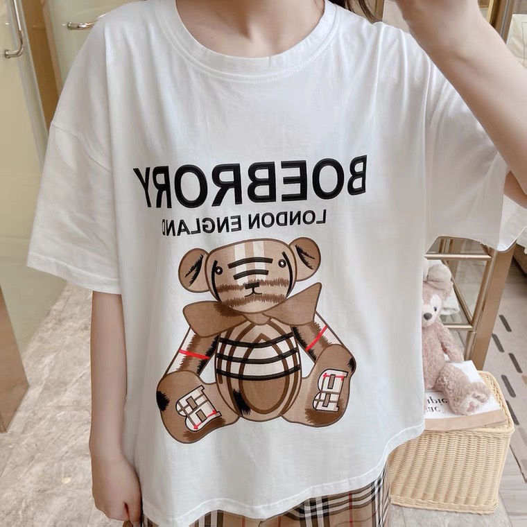 Bộ đồ thời trang caro in hình dễ thương mặc ở nhà đi chơi đều xinh_chất liệu Cotton cao cấp