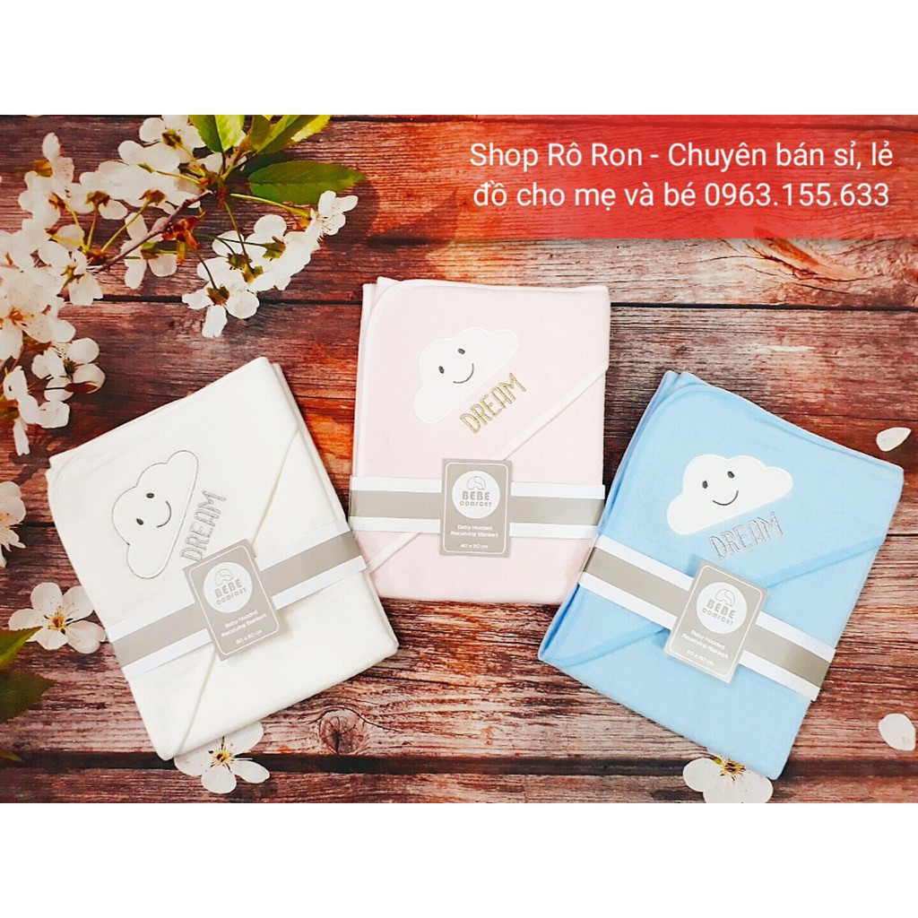 Chăn ủ choàng BEBE COMFORT cao cấp - Khăn ủ tắm có mũ cho bé - Shop Rô Ron