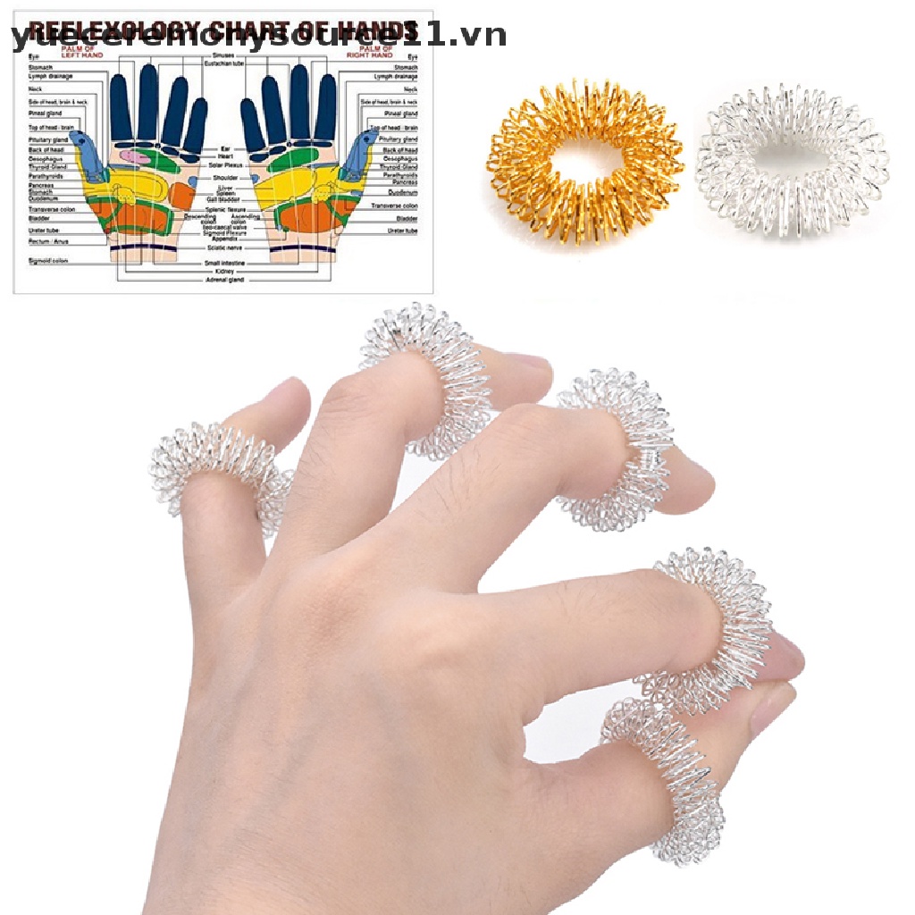 Set 10 Nhẫn Châm Cứu Mát Xa Ngón Tay Bằng Thép Không Gỉ