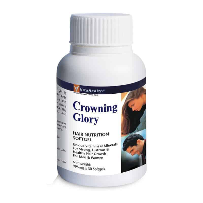 Viên Uống Khỏe Tóc, Giảm Gãy Rụng Tóc Vitahealth Crowning Glory Hộp 30 Viên