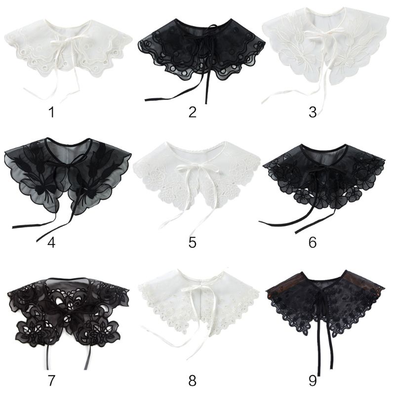 Cổ áo giả thêu hoa thiết kế hai lớp phong cách châu Âu cho nữ