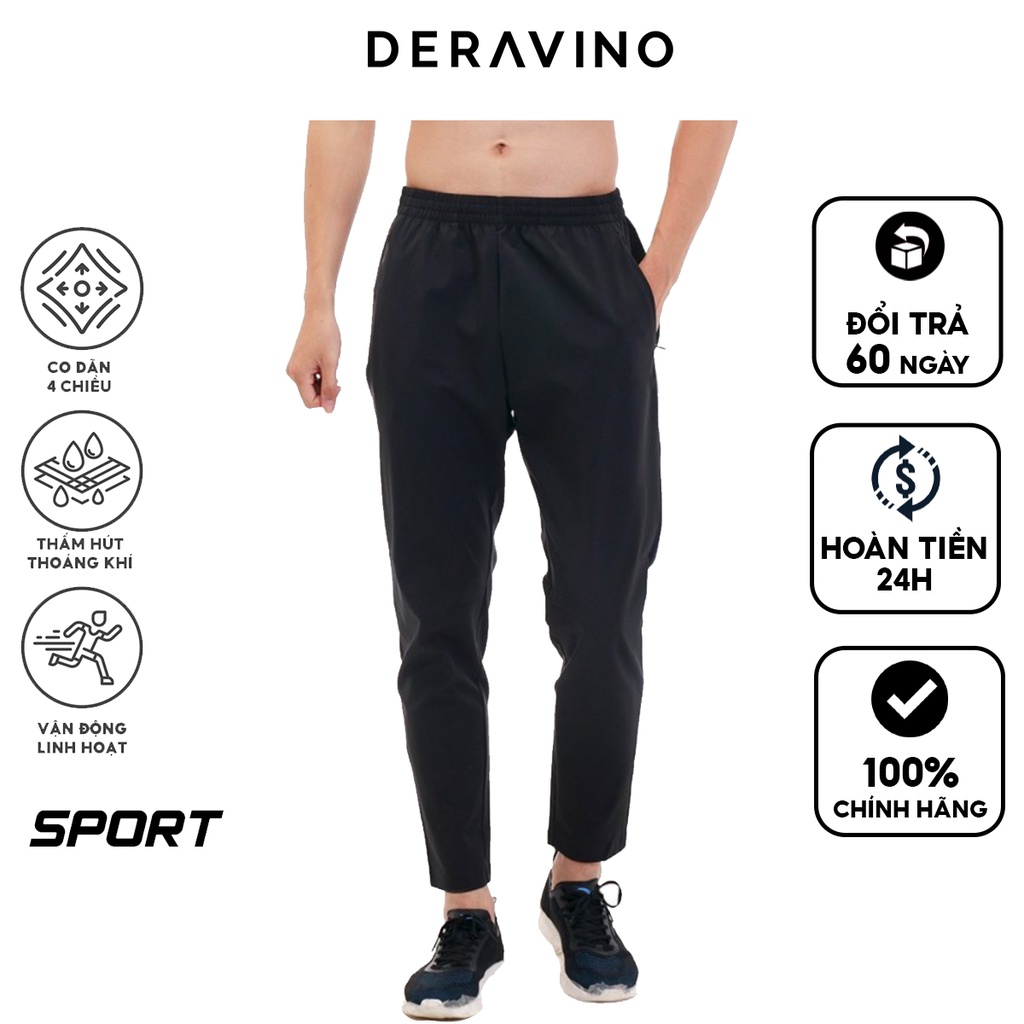 Quần dài thể thao nam Deravino, Chất vải gió mềm mại và thoáng khi, Cạp chun co giãn thoải mái DC01