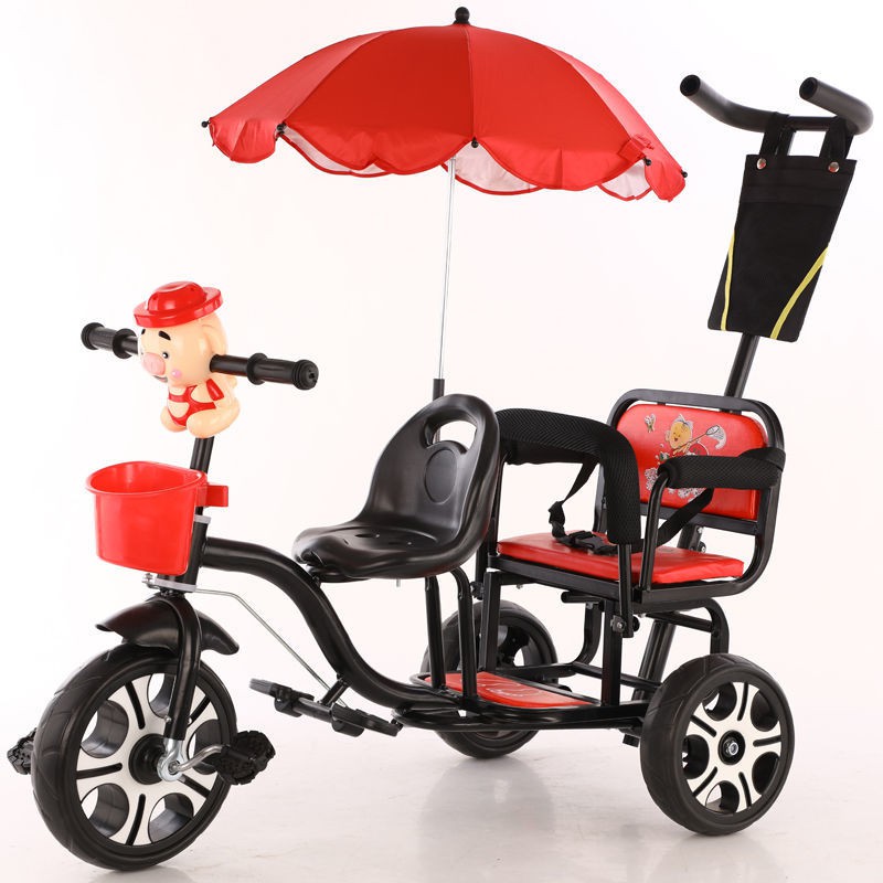 Xe đạp đôi trẻ em Tandem ba bánh có bàn từ 2 đến 6 tuổi (Chống lật) <