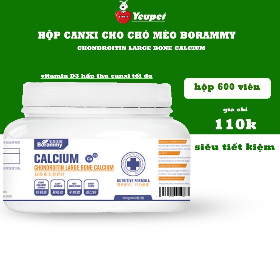 Hộp 600 viên Bổ sung Canxi cho chó mèo BRORAMY