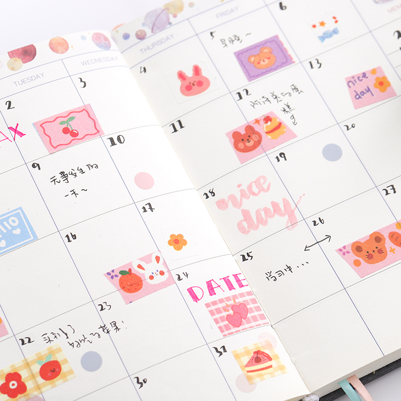 1 cuộn băng keo giấy hình dễ thương trang trí sổ tay/nhật ký diy