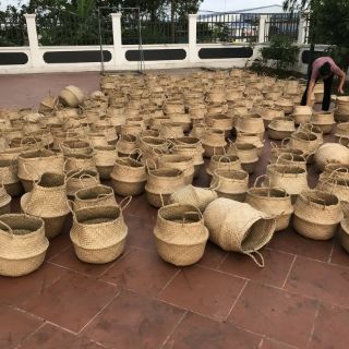 Giỏ cói đựng đồ, trồng cây cảnh trang trí nhà cửa nội thất siêu đẹp.