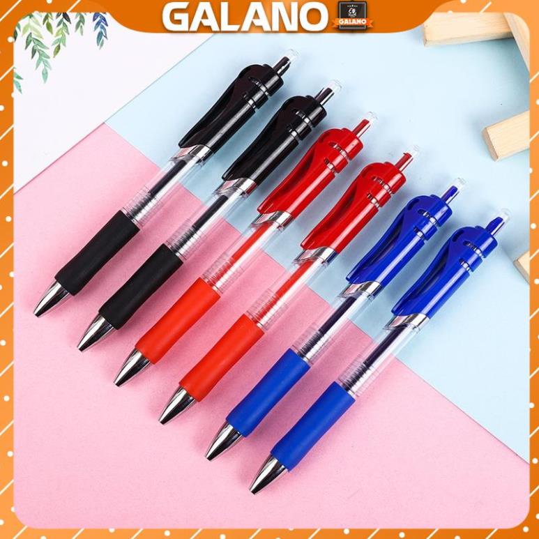 Bút gel bấm GALANO bút bi gel ngòi 0.5mm 3 màu xanh, đỏ, đen cao cấp mực đều SP-001369