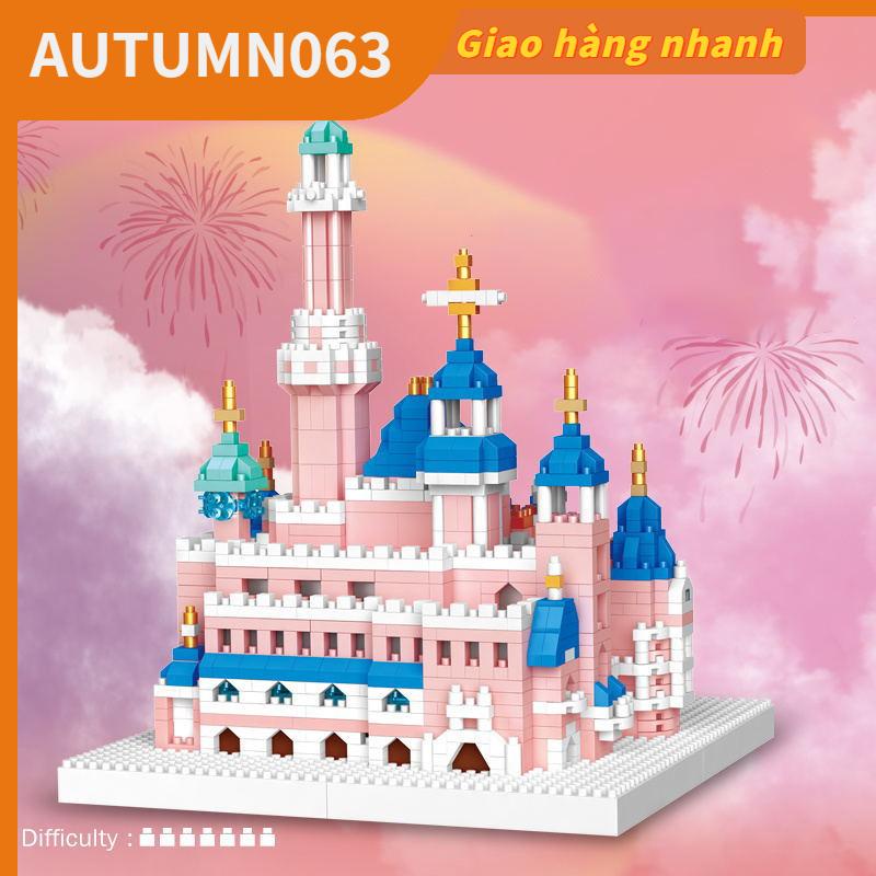Autumn063 Khối xây dựng ước mơ Công chúa vi hạt học đồ chơi lâu đài cho bé gái