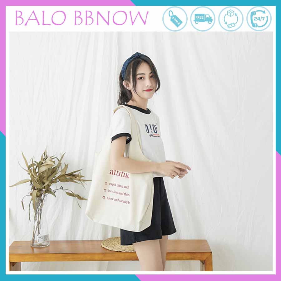 Túi tote vải canvas giá rẻ thời trang đi học BBNOW TT1