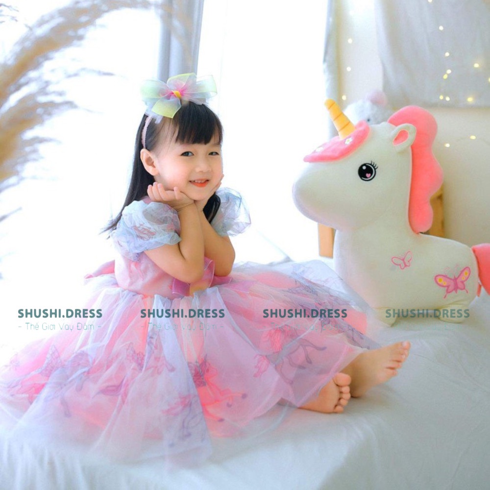 Váy công chúa pony hàng thiết kế cao cấp 5 lớp kèm cài tóc, nơ rời bé mặc đi tiệc, thôi nôi, sinh nhật Shushibaby