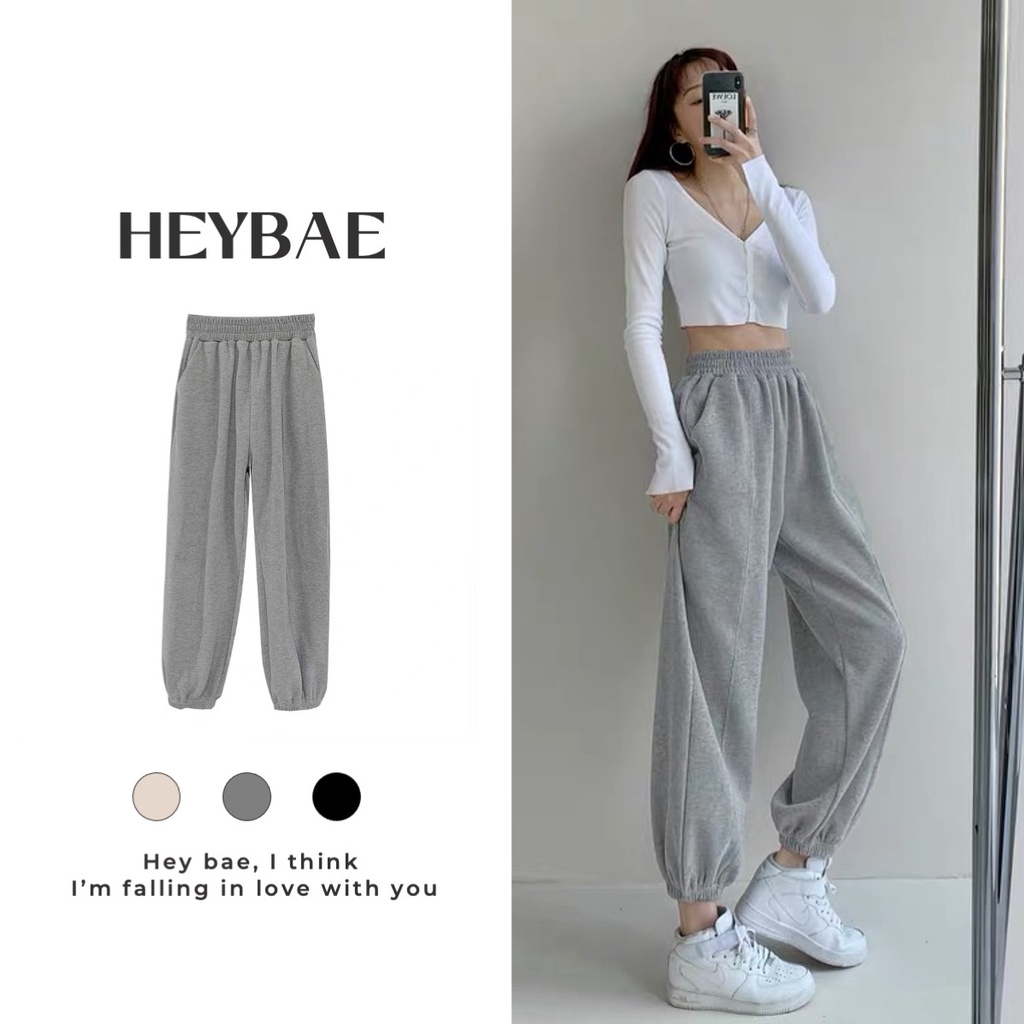 Quần jogger len tăm Tommy HEYBAE cạp chun chất tăm siêu ấm basic unisex quần bó ống cho nữ mùa đông QV009