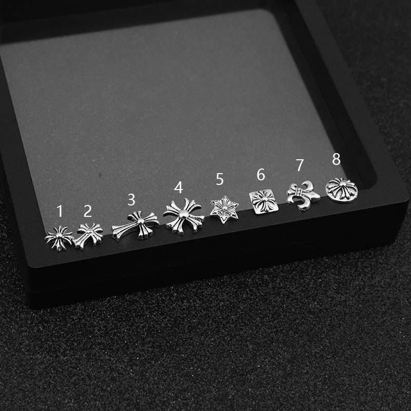 Khuyên tai chrome heart bạc S925 không gỉ thời trang đẹp hiphop nam và nữ,bông tai chorme heart bạc nam (KT4).