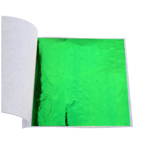 Xấp 100 lá dát công trình màu xanh lá 9x9cm
