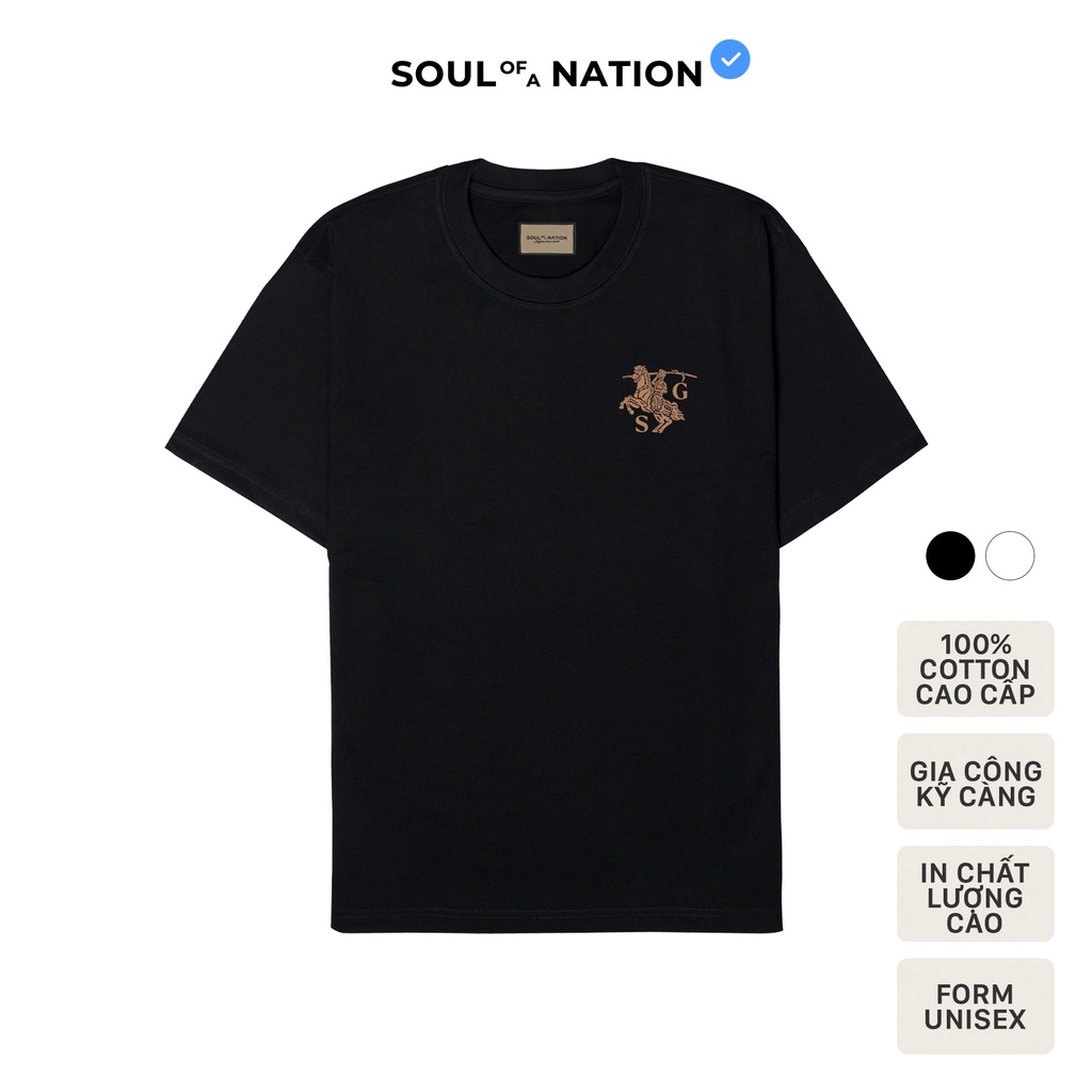Áo thun unisex In cao cấp SAINT GIÓNG(THÁNH GIÓNG) MINI form basic 100% cotton SOUL OF A NATION-Original VER - Đen/Trắng