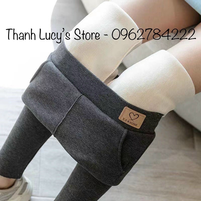 Quần Legging nữ dài lót lông cạp cao  len tăm dầy co giãn loại 1, quần legging lót lông cạp cao tôn dáng