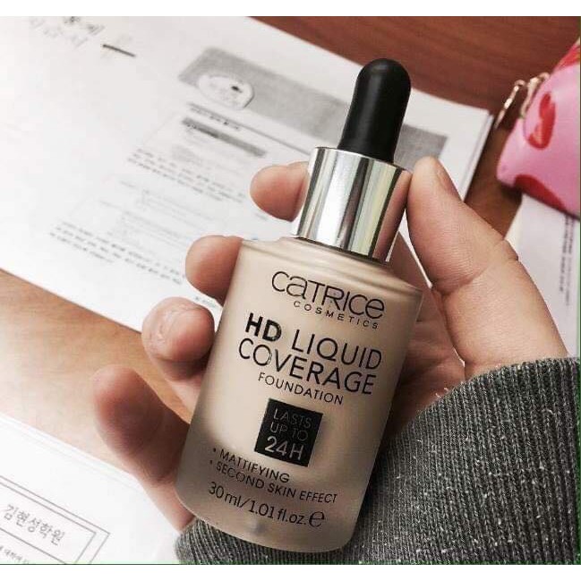 [Tone 10 và 20] Kem nền kiềm dầu Catrice HD 24h Liquid Coverage Foundation, Kem nền Catrice 24h kiềm dầu, che phủ tốt