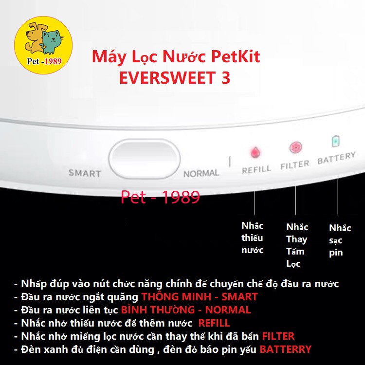 [ HÀNG CHÍNH HÃNG ] Máy lọc nước cho thú cưng Petkit W3 - PetKit EVERSWEET Pet-1989