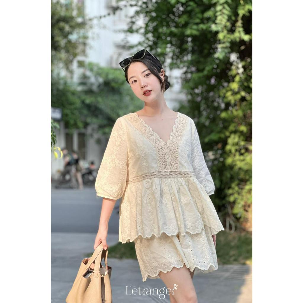 Set Đồ 𝐋’𝐄́𝐓𝐑𝐀𝐍𝐆𝐄𝐑 𝐔𝐦𝐞 Chất Liệu Thô Thêu Cao Cấp