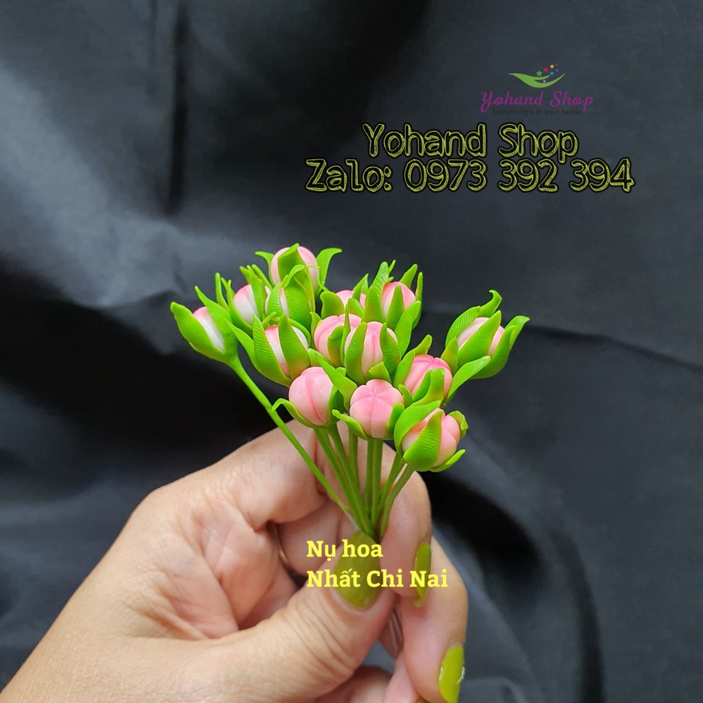 Nụ hoa nhất chi mai bằng đất sét làm thủ công, làm hoa vải voan