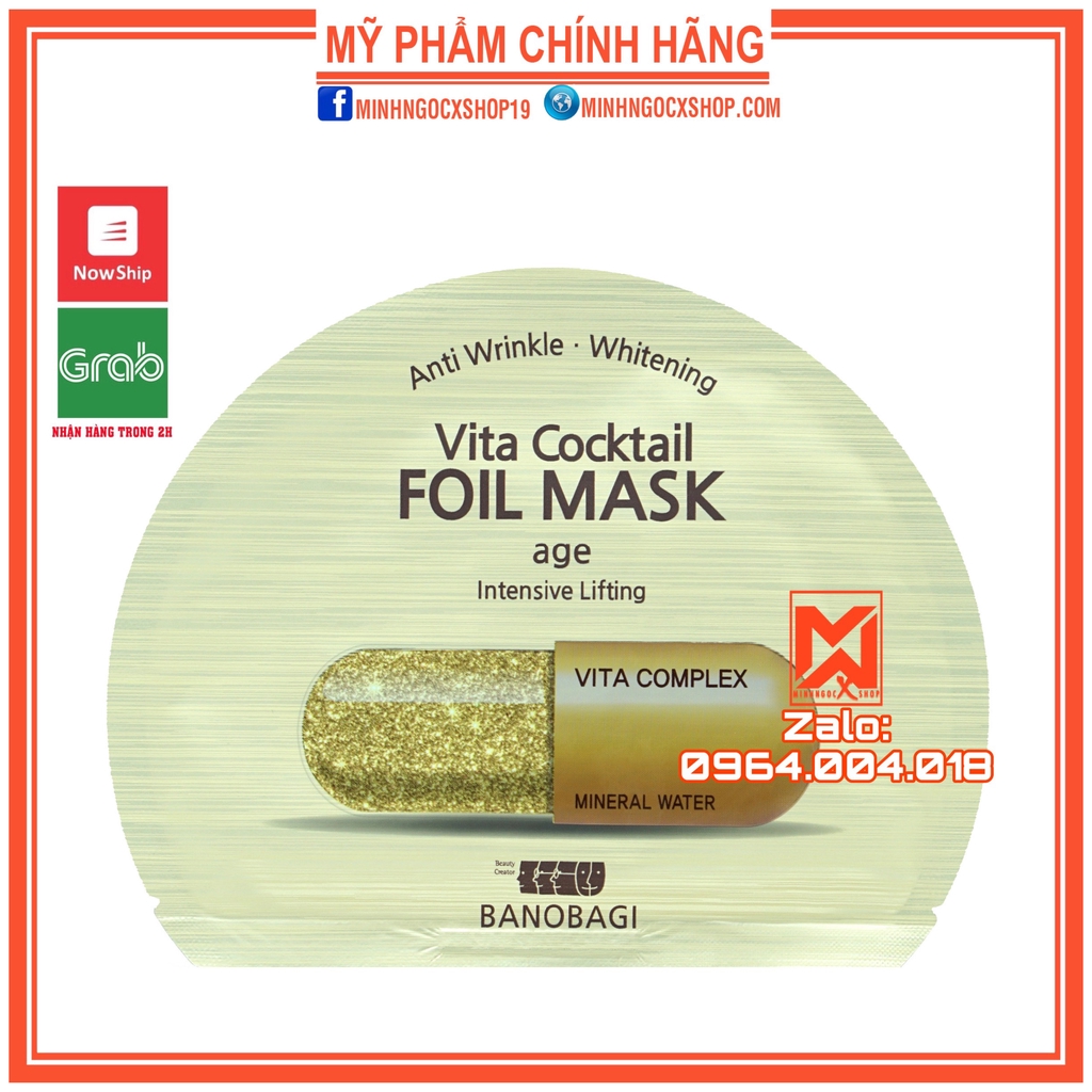 ✅[ BANOBAGI ] MẶT NẠ CHỐNG LÃO HÓA BANOBAGI VITA COCKTAIL FOIL MASK AGE HỘP 10 MIẾNG