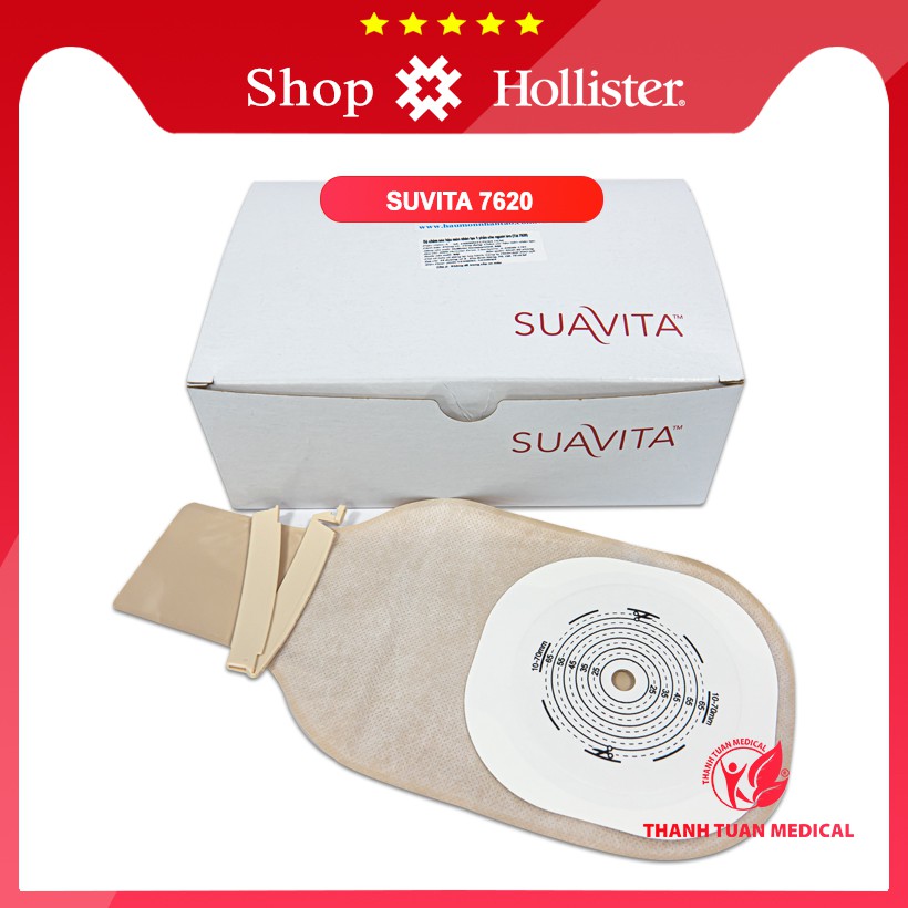 Set 10 túi phân hậu môn nhân tạo 1 mảnh SUAVITA 7610 / 7620 USA-Mỹ