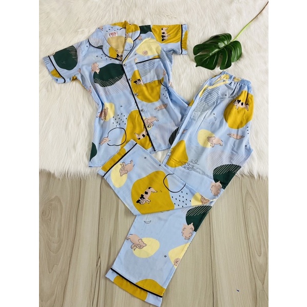 Bộ tole pijama tay ngắn quần dài 48-75kg