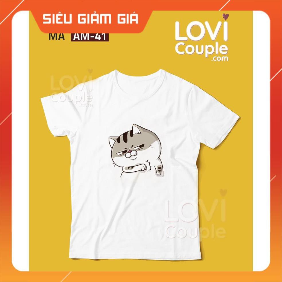 SALE- ÁO ĐÔI - Áo thun in mèo AMI bụng bự AM41-48 - LoviCouple - Có FeedBack - giá tốt nhất