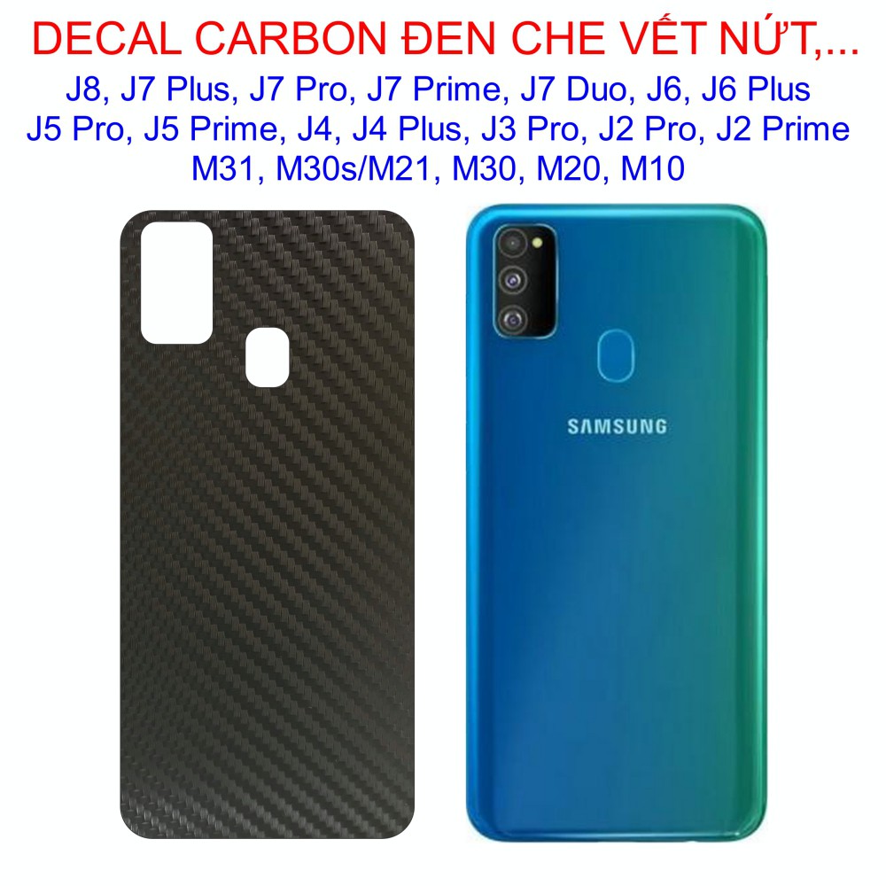 Miếng Decal Dán Lưng Đen Nhám Che Vết Bể Nứt Samsung J8, J7 Prime Plus Pro, J6, J5, J4, J3, J2, M31, M30s, M30, M21, M20