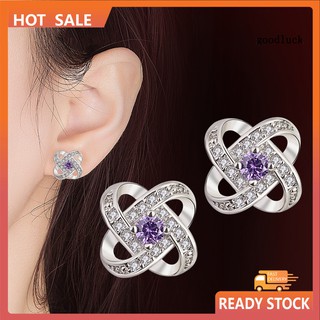 Bông Tai Đính Đá Zircon Ngọt Ngào Thời Trang Cho Nữ