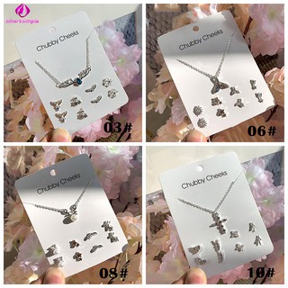 Set dây chuyền và đôi khuyên tai phong cách Hàn Quốc dễ thương