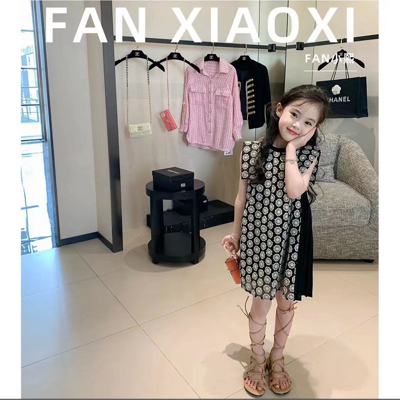 Đầm Công Chúa Mùa Hè Dáng Chữ A Cộc Tay In Họa Tiết Hoa Phong Cách Phương Tây Dễ Phối Đồ Cho Bé Gái