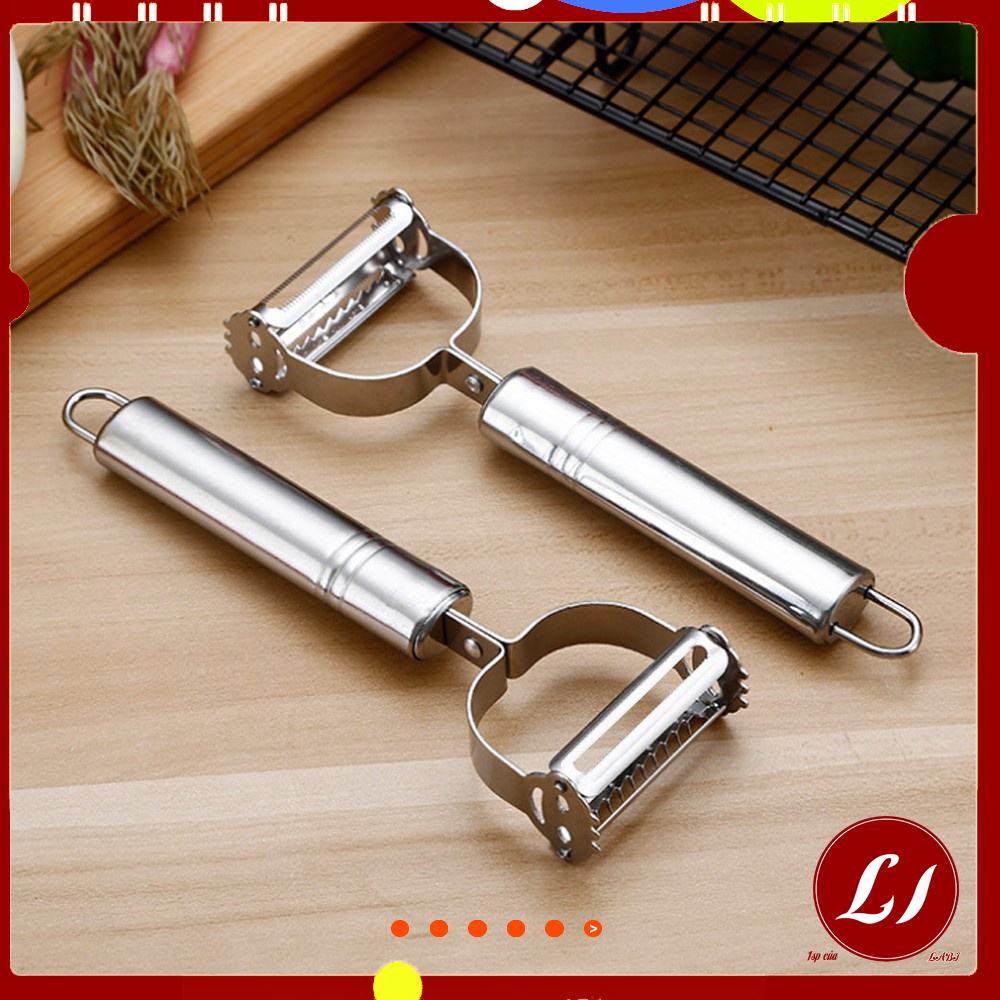 Dụng cụ gọt hoa quả 2 lưỡi inox đa năng, sắc bén, bền đẹp (1 chiếc)/ Nạo gọt QATE0137