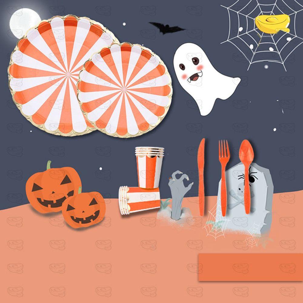 YIYU Vật Liệu Phân Hủy Sinh Học Họa Tiết Sọc Cam Trang Trí Halloween