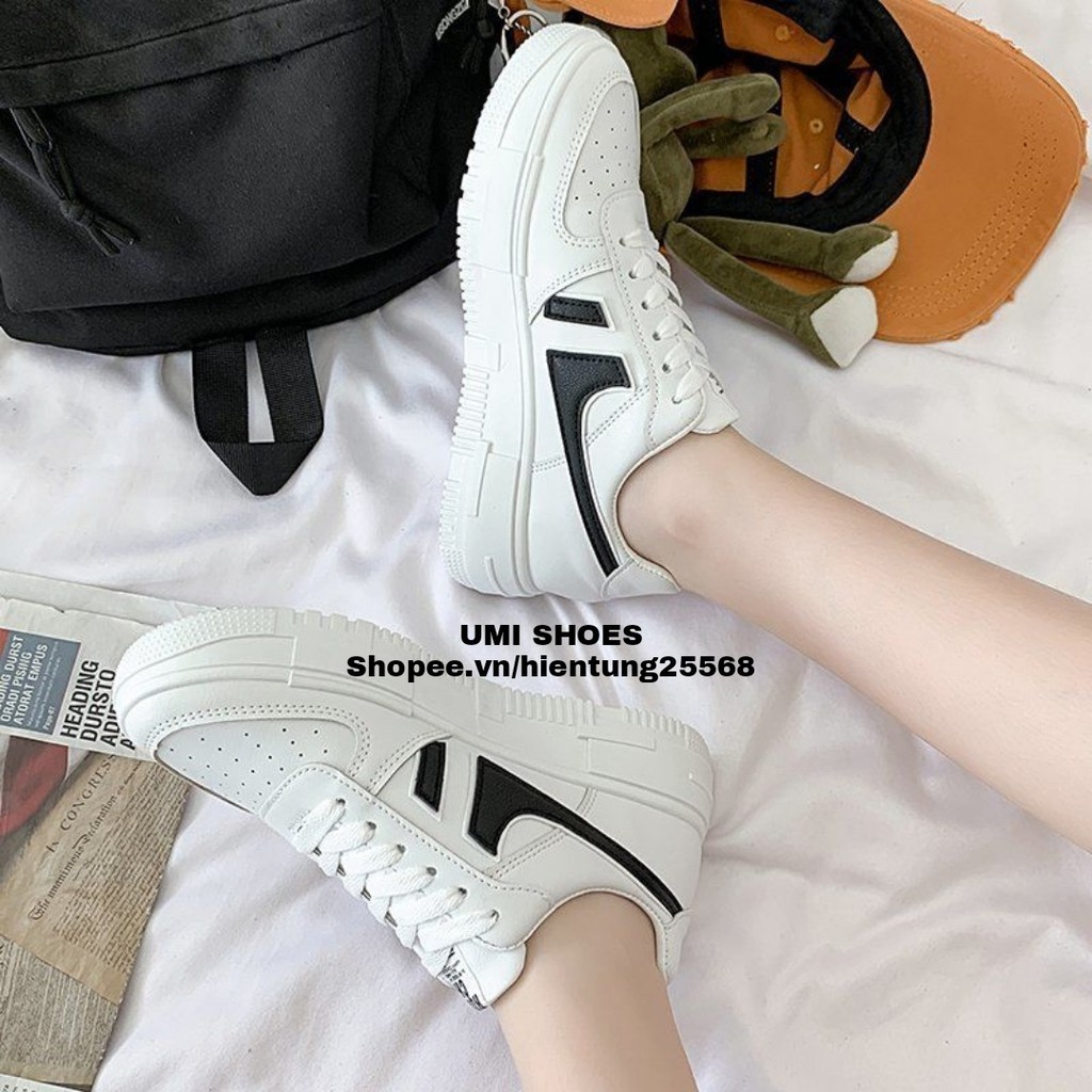 Giày thể thao nữ đế bằng cao 4cm mã A1 mềm êm giá rẻ học sinh đi học đi chơi đơn giản màu đen trắng/xanh