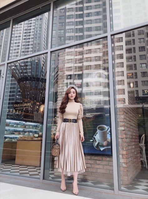 Chân váy nhung ren 2 lớp