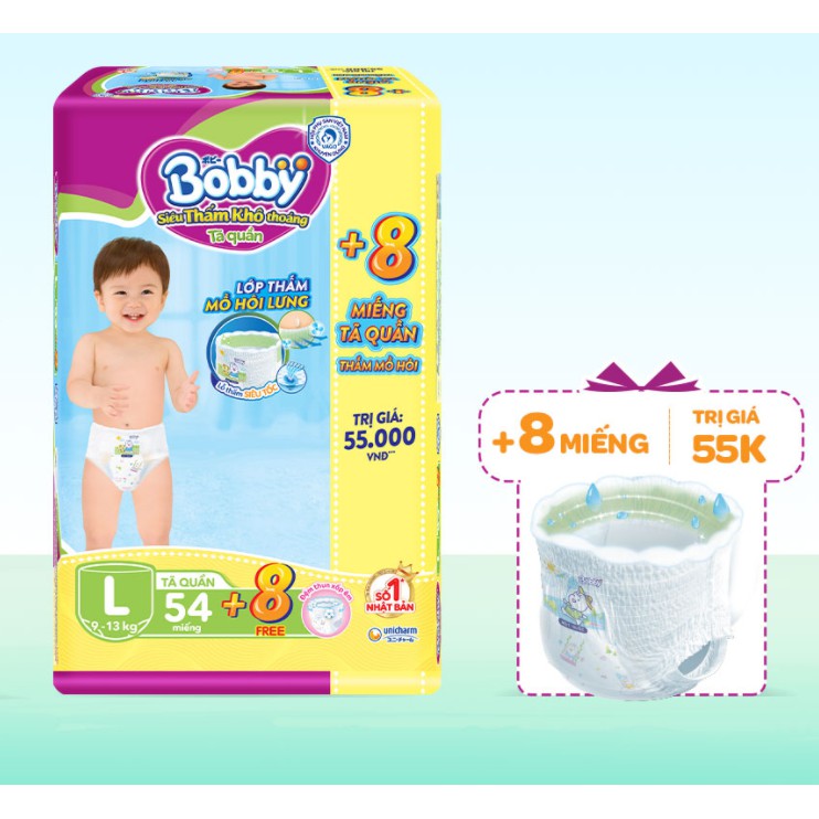 tã quần Bobby size L54 (có tặng và không tặng)