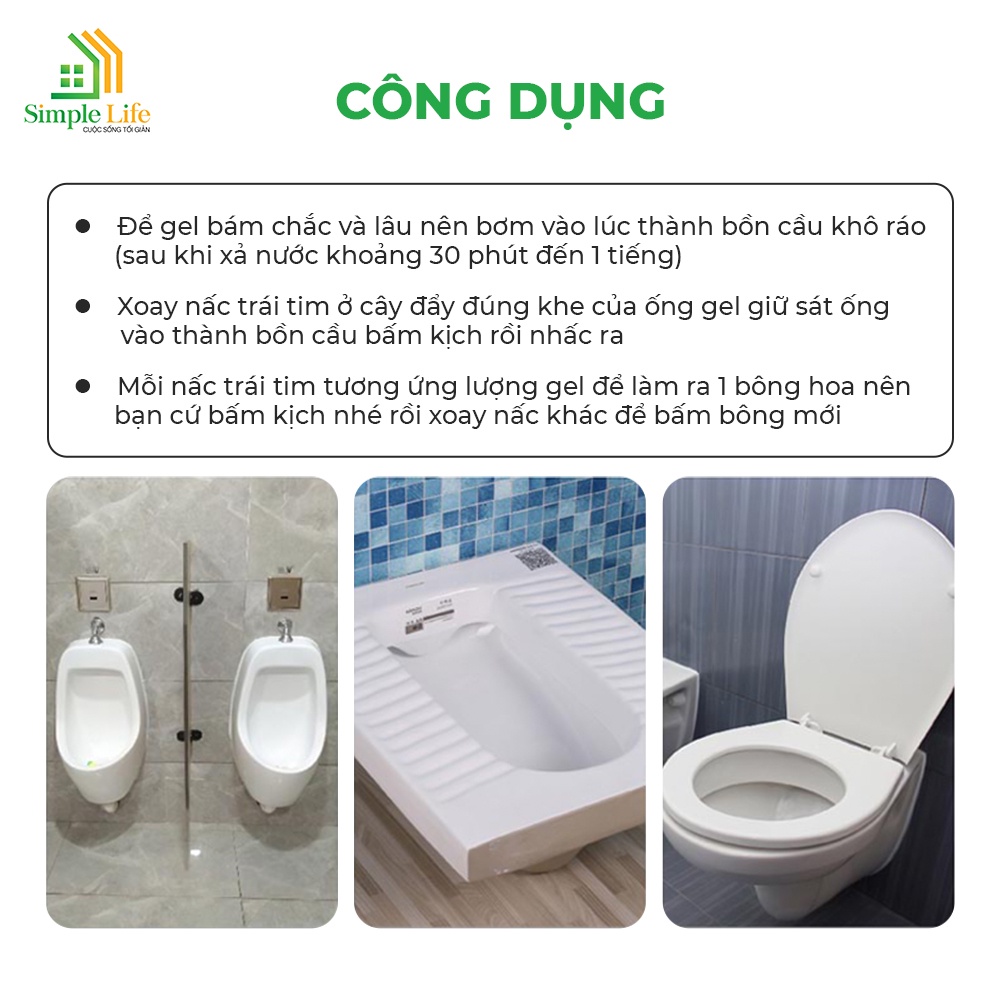 [Mã BMINC50 giảm 50K đơn 150K] Gel khử mùi bồn cầu bông hoa SIMPLE LIFE khử khuẩn sạch thơm phòng dịu nhẹ tiện dụng