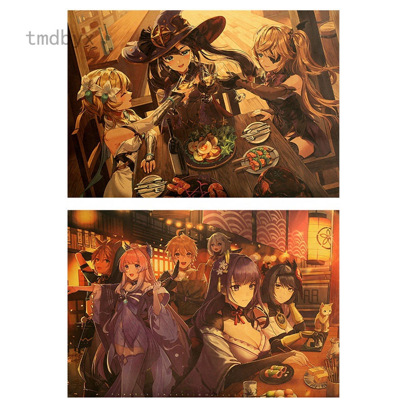 Tmdbyx Áp Phích Treo Tường Trang Trí Hình Anime Genshin Impact