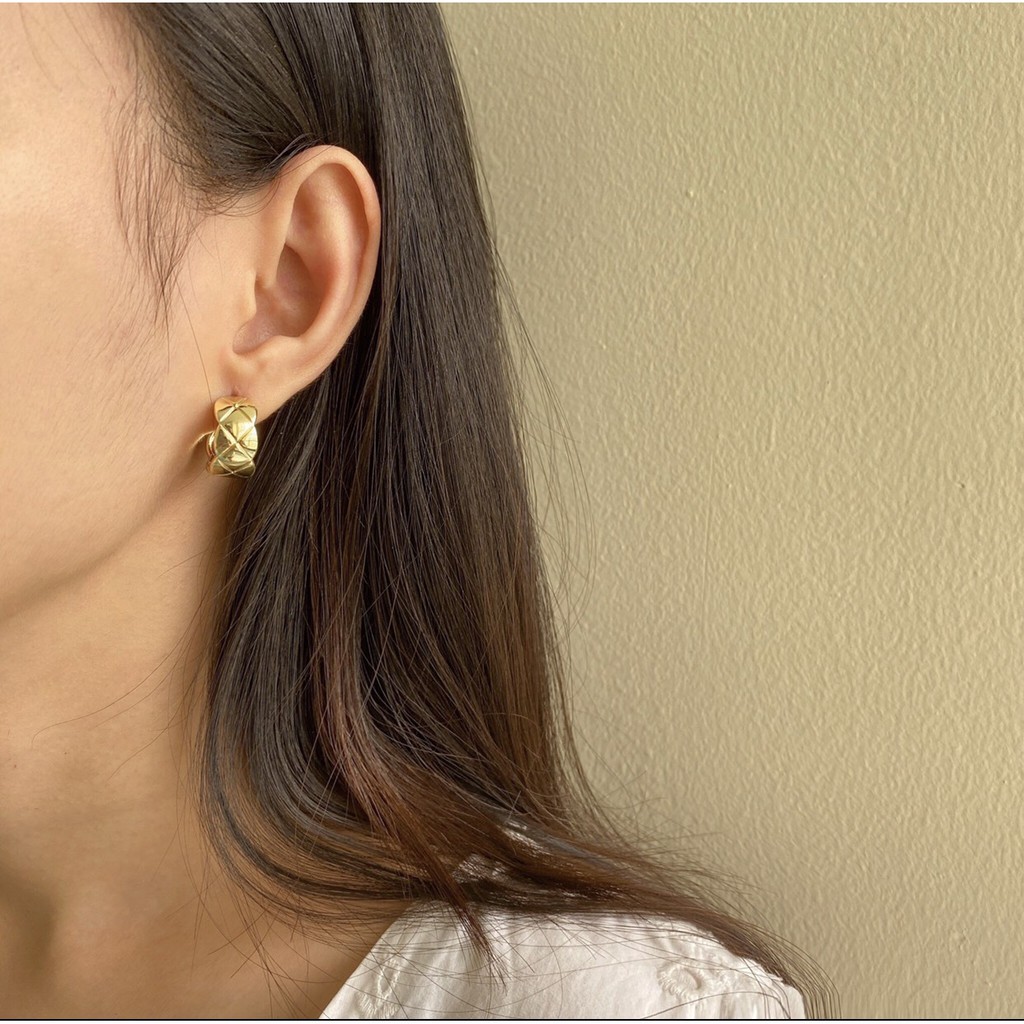 Bông Tai Khuyên Tai Cổ Điển Chữ X Đan Chéo Vòng Tròn Cho Nữ