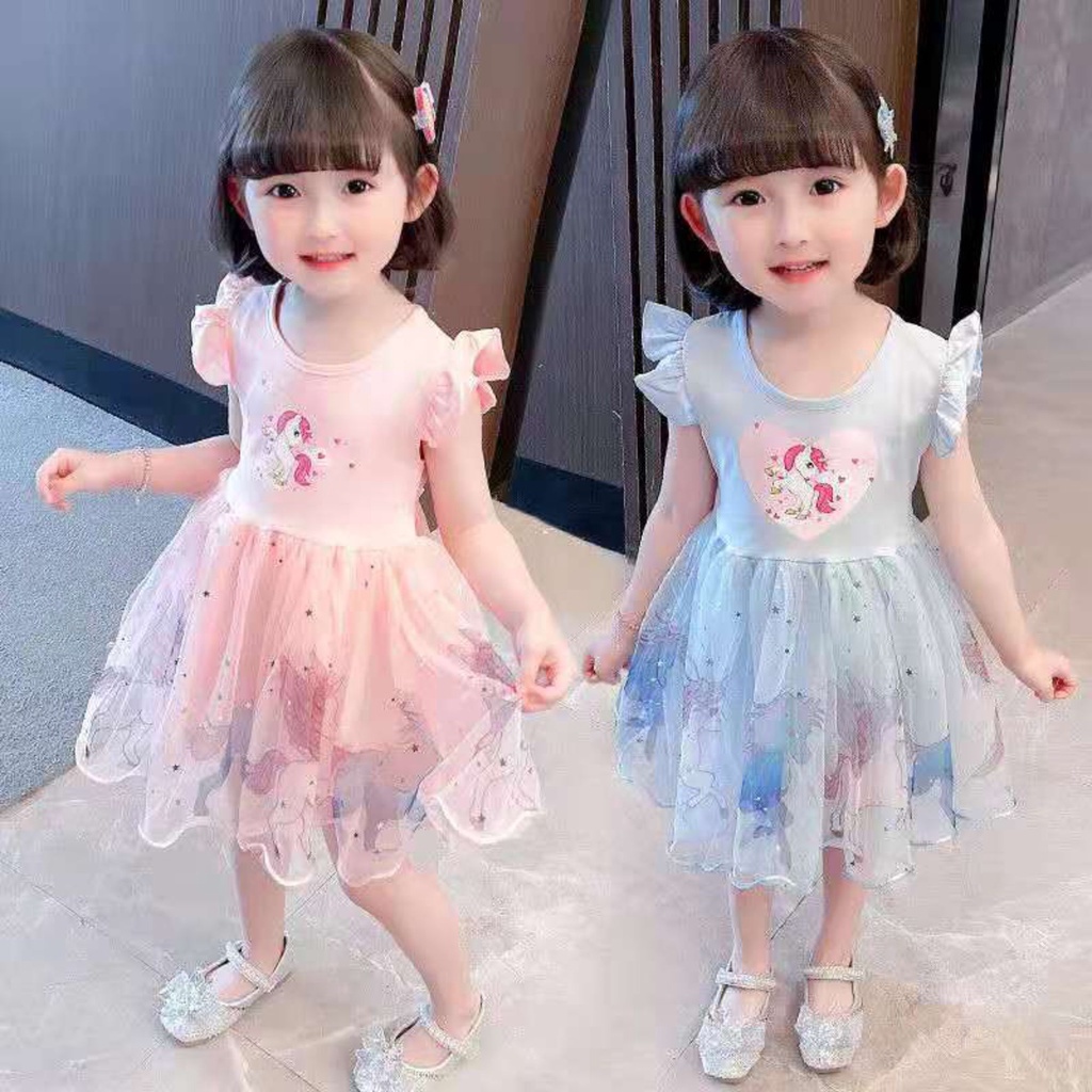 [Kacily]Váy cô gái 0-7 tuổi váy trẻ em váy kỳ lân dễ thương